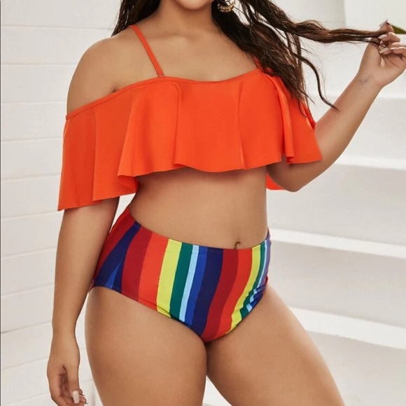 Other - Rainbow 🌈 Striped Flounce Bikini